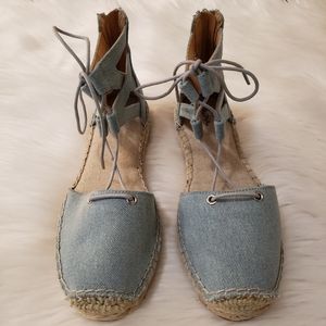 Denim Lace Up Sandals/Espadrilles